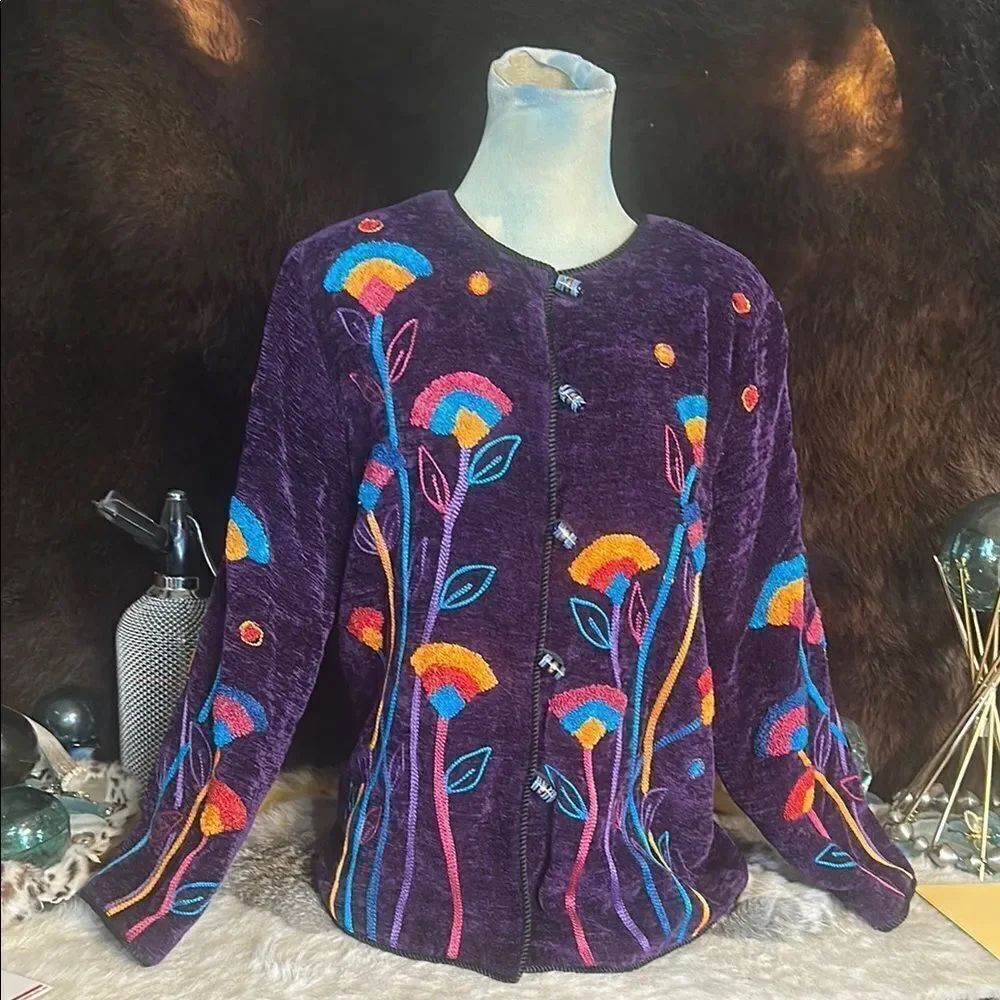 Colorful Embroidered Jacket by Indigo Moon S (3150)